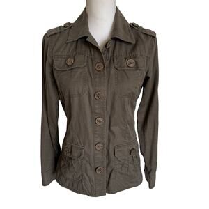 Cabi Jacket 493 Military Ambush S Small Khaki Green Buttons Linen Blend Army